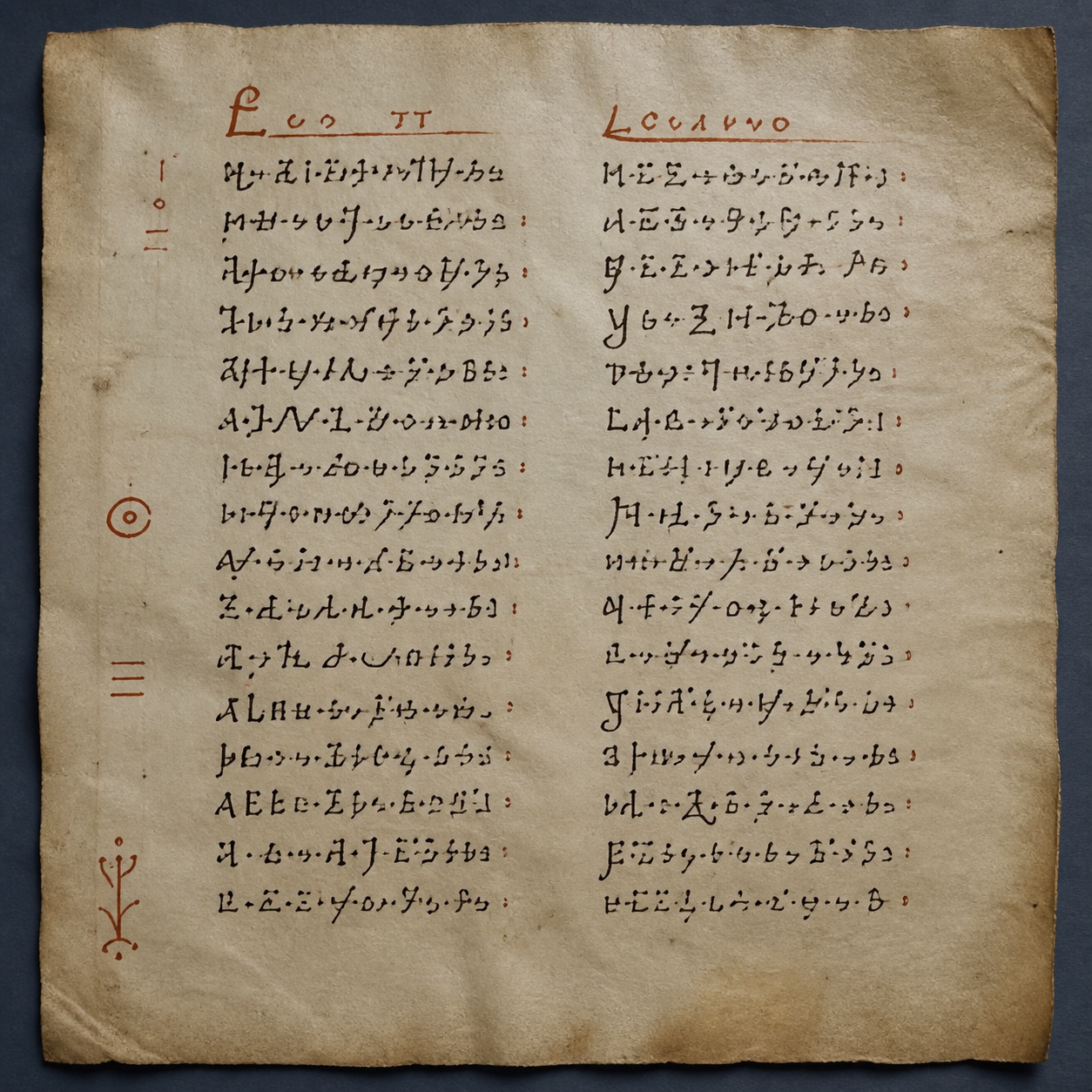 Interpretive visual study of a manuscript leaf with hand-drawn marks